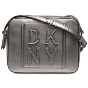 Dkny Silver Gray Tilly Stacked Logo Crossbody